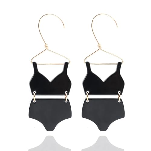 Lustige Bikini-Haken-Tropfenohrringe Für Frauen, Persönlichkeit, Unterwäsche-Set, Sommer-Badeanzug, Lange Baumelnde Ohrringe, Modische Sommerparty, Reisen, Schmuck, Geschenk, Schwarz von ALTCIRNMD