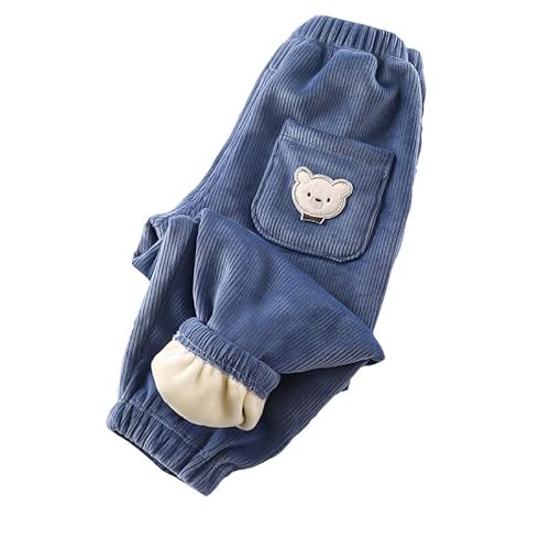 ALUCIC Baby Jungen Mädchen Lange Fleece Hosen Kinder Baumwolle Dicke Warme Herbst Winterhose Blau 100 von ALUCIC