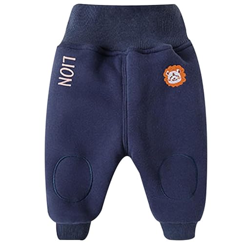 ALUCIC Baby Mädchen Jungen Warm Plüsch Lange Hose Baumwollhosen Herbst Winter Freizeit Verdickte Hosen Dunkelblau 86 von ALUCIC