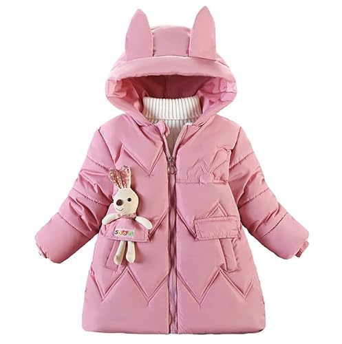 ALUCIC Baby Mädchen Winterjacke Fleece Warmer Herbst Winter Mäntel Kapuzemantel Baumwollmantel (Rosa, 98) von ALUCIC