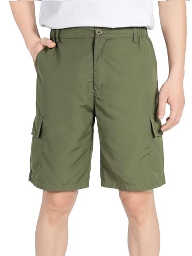 ALXHUTE Jungen Leicht Kurze Hose Kinder Cargo Shorts Schnelltrocknend Kurze Cargohose Jungs Sommer Bermuda Armeegrün 164-174 Größe 170 von ALXHUTE