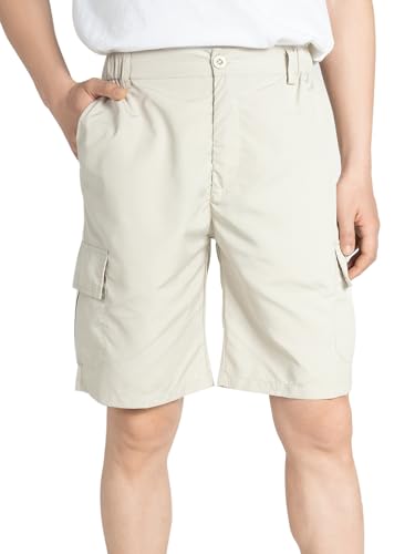 ALXHUTE Jungen Leicht Kurze Hose Kinder Cargo Shorts Schnelltrocknend Kurze Cargohose Jungs Sommer Bermuda Beige 122-128 Größe 130 von ALXHUTE