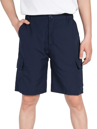 ALXHUTE Jungen Leicht Kurze Hose Kinder Cargo Shorts Schnelltrocknend Kurze Cargohose Jungs Sommer Bermuda Dunkelblau 152-158 Größe 160 von ALXHUTE