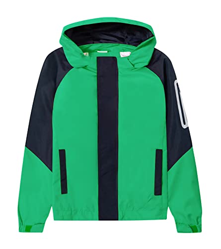 ALXHUTE Kinder Regenjacke Jungen Mädchen Jacke Frühling Übergangsjacke Wasserdicht Windjacke mit abnehmbarer Kapuze Grün DE: 128-134 (Herstellergröße 130) von ALXHUTE