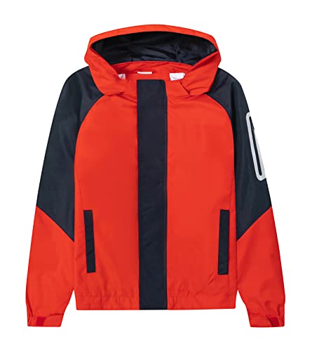 ALXHUTE Kinder Regenjacke Jungen Mädchen Jacke Frühling Übergangsjacke Wasserdicht Windjacke mit abnehmbarer Kapuze Rot DE: 110-116 (Herstellergröße 110) von ALXHUTE