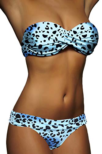 ALZORA Push Up Bandeau Twist Bikini Set Damen Pushup Badeanzug viele Farben und Größen, 10446 (M, M10) von ALZORA