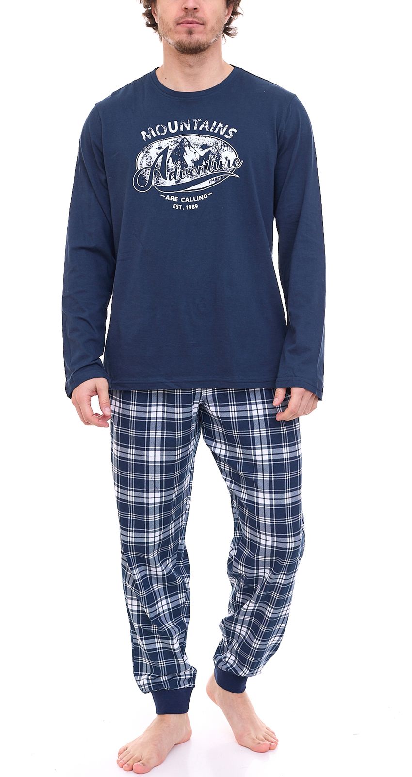 AM Legend Herren Pyjama-Set 2-teilig karierter Schlafanzug IAN MPJ 23 Navy/Weiß von AM Legend