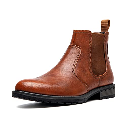 Chelsea Boots für Herren, elastische Anzugstiefel für Männer, Schlupfstiefel, leicht, leger, klassischer Business-Stiefel für Herren, Braun (Browna20715), 44.5 EU von AMAPO