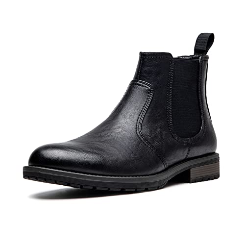 Chelsea Boots für Herren, elastische Anzugstiefel für Männer, Schlupfstiefel, leicht, leger, klassischer Business-Stiefel für Herren, Schwarz (Blacka20715), 46.5 EU von AMAPO