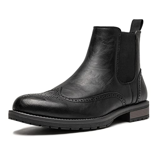 Herren Chelsea Boots Slip-on Formal Dress Boots für Männer Casual Ankle Men Boots, Schwarz-22715, 46 EU von AMAPO