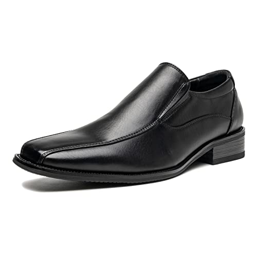 Herren-Loafer-Schuhe, klassisch, einfach, Slip-on Loafer für Herren, ganzer Schnitt, formelle Business-Schuhe mit quadratischem Zehenbereich, schwarz-806, 42 EU von AMAPO