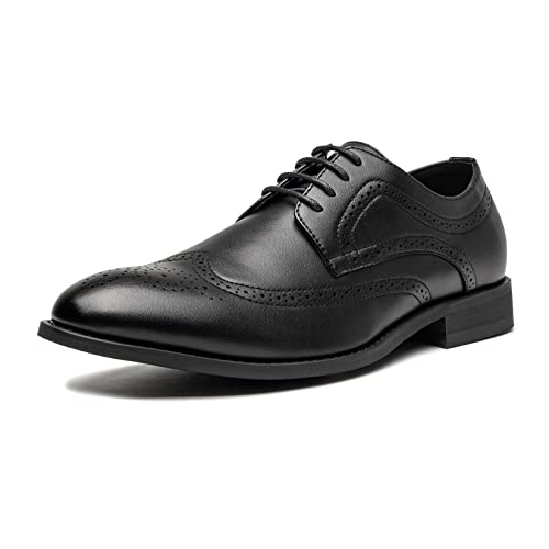 Herrenschuhe, klassisch, Oxfords, formelle Business-Schnürschuhe, Derby, Herrenschuhe, modernes Italien, Schwarz-22712, 48 EU von AMAPO