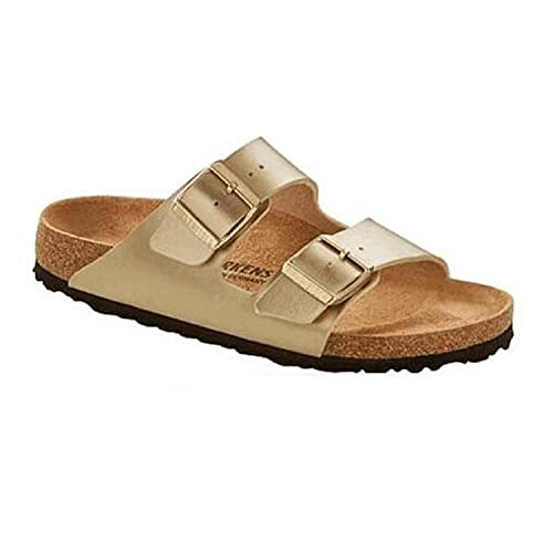 AMCOIN Damen Pantoletten - Schuhe Mit Verstellbaren Riemen - Outdoor & Hausschuhe Mit Sohle Aus Feinstem Gummi - Sandalen Mit Natur Kork-Fußbett (Gold,41 EU) von AMCOIN