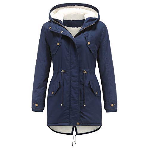 AMCYT Damen Winterjacke Damen Winter Jacke Stepp Parka Mantel Kunstfell warm (Marineblau,XXL) von AMCYT