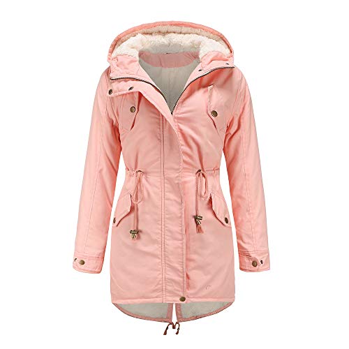 AMCYT Damen Winterjacke Damen Winter Jacke Stepp Parka Mantel Kunstfell warm (Pink,M) von AMCYT