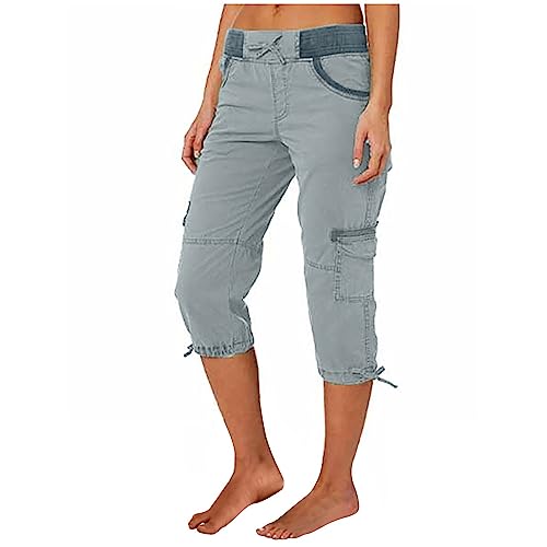 AMDOLE Kurze Hose Damen Übergröße Sommer Frauen Multi Tasche Hosen Outdoor Casual Sport Geerntete Hosen Overalls Dünne Lose Cargo-Shorts Grüne Hose Damen Vintage von AMDOLE