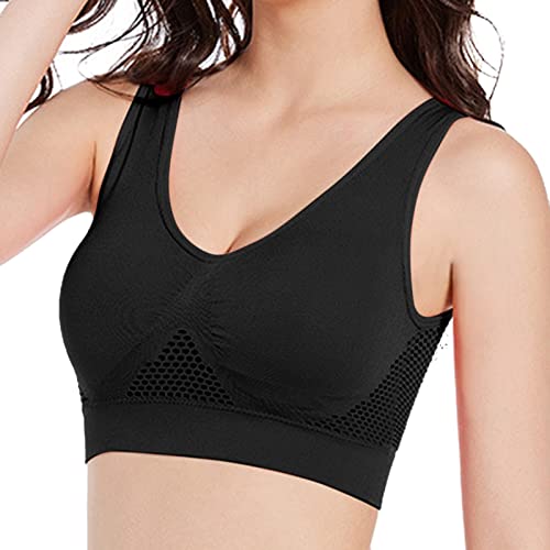 AMDOLE Sport BH Damen Starker Halt Frauen Ohne Bügel Push Up BH Mesh Leichter Komfort Yoga Bustier Sport Bra Bügelloser BH Weich Seamless Mittel Halt Klassische Ustiers Top Bralette für Damen von AMDOLE