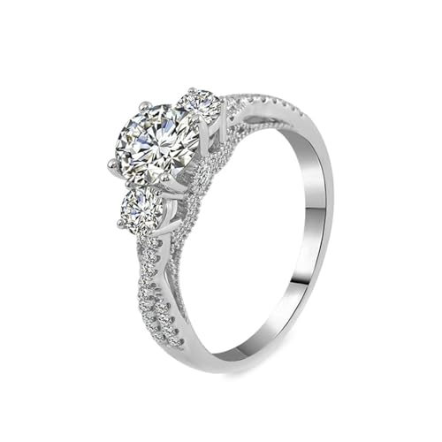 AMDXD Echt Gold Ring Weißgold Au375, Klassiker Verlobungsring mit Moissanit 1.5ct Oval Form, Moissanit Partnerringe 9K Freundschaftsringe Damen von AMDXD