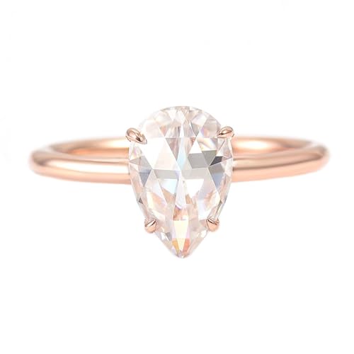 AMDXD Echt Gold Ringe Rose Gold Au750, Solitärring Verlobungsring mit Diamant Oval Form, Damen Trauringe Eheringe 18K Rosegold von AMDXD