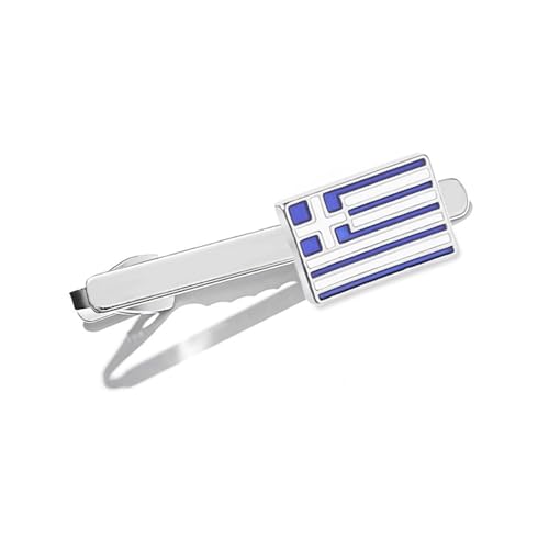 AMDXD Krawattennadel Hochzeit, Griechenland Flaggege Krawattennadel Junge, Silber Blau Krawattenklammer Tie Clip für Unternehmen von AMDXD