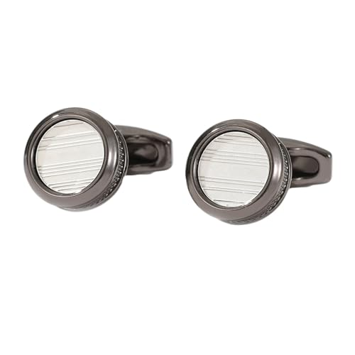 AMDXD Manschettenknöpfe Herren Personalisiert, Rund Cufflinks Shirt for Men, Schwarz Manschettenknöpfe für Unternehmen von AMDXD