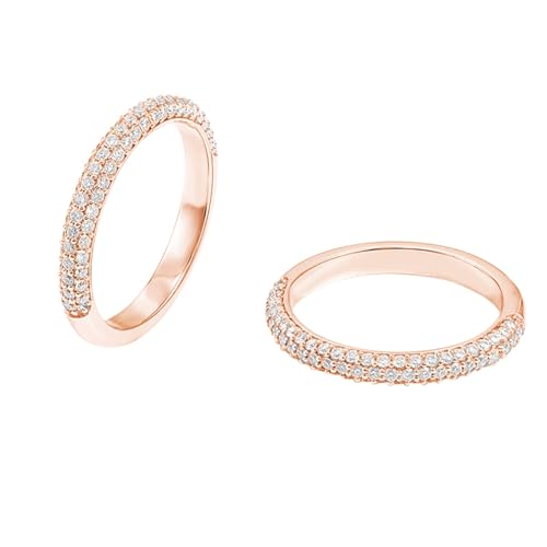 AMDXD Ring 18 Karat Rosegold Au750, Klassiker Bohrer Stein Verlobungsring mit Moissanit Oval Form, Damen Eheringe Bandringe 750 Gold Echter Schmuck von AMDXD