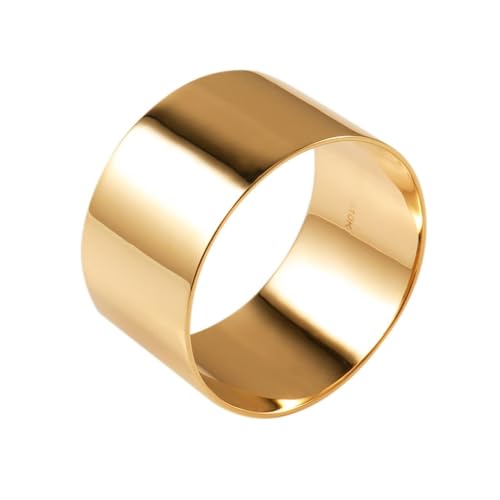 AMDXD Ring Gold Au585 14 Karat, Klassiker Breit Verlobungsring Oval Form, Herren Hochzeitsring 14K Gold Pärchen Ringe Echt Gold von AMDXD