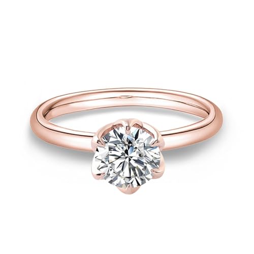 AMDXD Ring Rotgold 375 9K, Solitärring Hochzeitsband mit Moissanit 3ct I-J Oval Form, Damen Eheringe Trauringe Rosegold Au375 Echtgold Schmuck von AMDXD