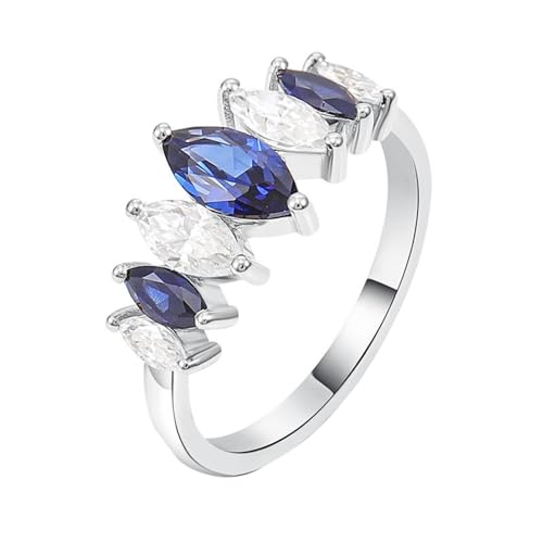 AMDXD Ringe Au750 Weiß Gold, Klassiker Hochzeitsring mit Labor Erstellt Saphir Blau Oval Form, Moissanit Verlobungsring 18K Pärchen Ringe Damen Echtgold Schmuck von AMDXD