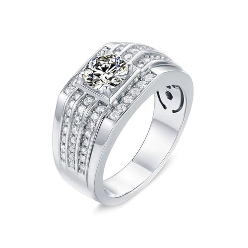 AMDXD Ringe Weiß Gold 18K, Klassiker Breit Trauringe mit Moissanit 1ct Oval Form, Moissanit Freundschaftsringe Au750 Gold Eheringe Herren Echter Schmuck von AMDXD