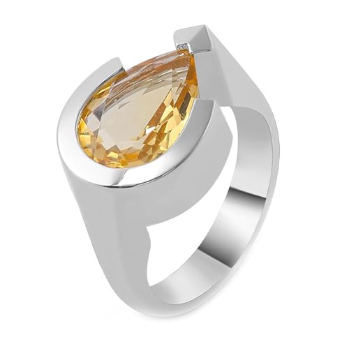 AMDXD Weiß Gold 375 9 Karat Ringe, Solitärring Klassiker Eheringe mit Moissanit Champagner Oval Form, Damen Bandringe Freundschaftsringe 9K Gold Echtschmuck von AMDXD