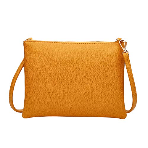 Crossbody Tasche für Damen, Kleine Schulterbörsen und Handtaschen mit veganem Leder, Clutch-börse mit abnehmbarem Riemen, Gelb (gelb), Small von AMELIE GALANTI