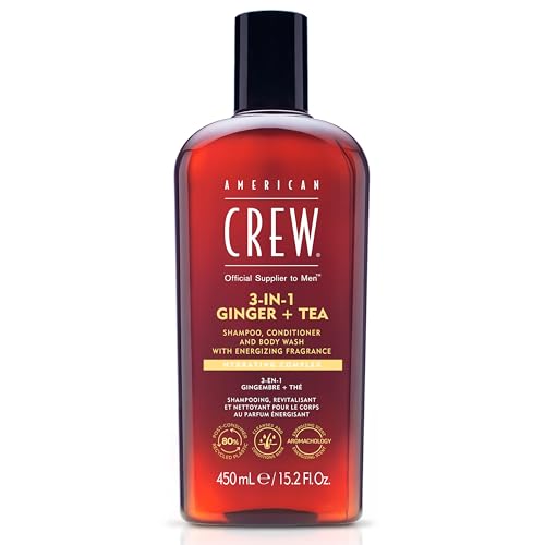 AMERICAN CREW – 3-in-1 Ginger & Tea Shampoo, Conditioner & Body Wash, 450ml, Pflegeshampoo und Duschgel für Männer, Produkt für die tägliche Reinigung von Körper und Haar von AMERICAN CREW