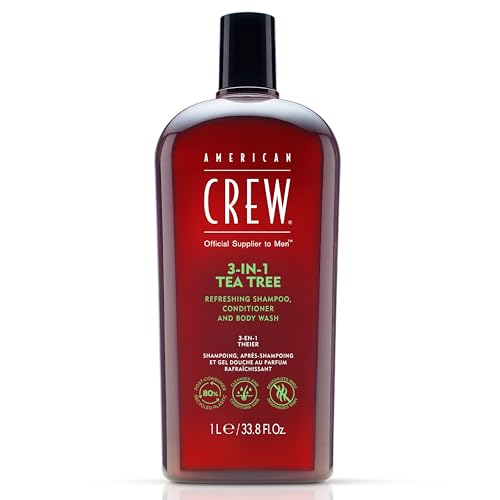 AMERICAN CREW – 3-in-1 Tea Tree Shampoo, Conditioner & Body Wash, 1000ml, Pflegeshampoo und Duschgel für Männer, Produkt für die tägliche Reinigung von Körper und Haar von AMERICAN CREW