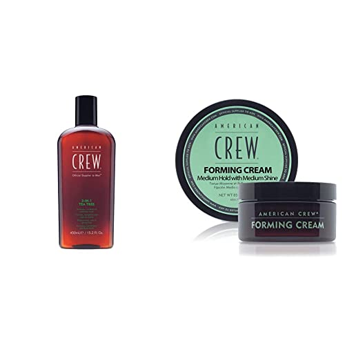 AMERICAN CREW – 3-in-1 Tea Tree Shampoo, Conditioner & Body Wash mit Teebaumöl, 450 ml, Pflegeshampoo und Spülung für Männer, Duschgel zur täglichen Reinigung & Classic Forming Cream 85 g von AMERICAN CREW