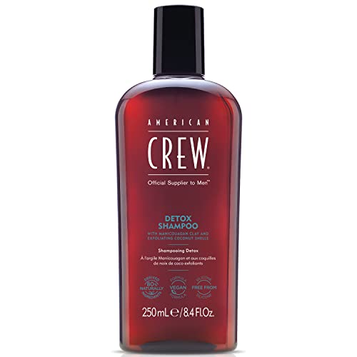 AMERICAN CREW – Detox Shampoo, 250 ml, Pflegeshampoo ohne Silikone für Männer, Haarshampoo zur Reinigung & Peeling für die Kopfhaut, mit feuchtigkeitsspendendem Panthenol, vegan von AMERICAN CREW