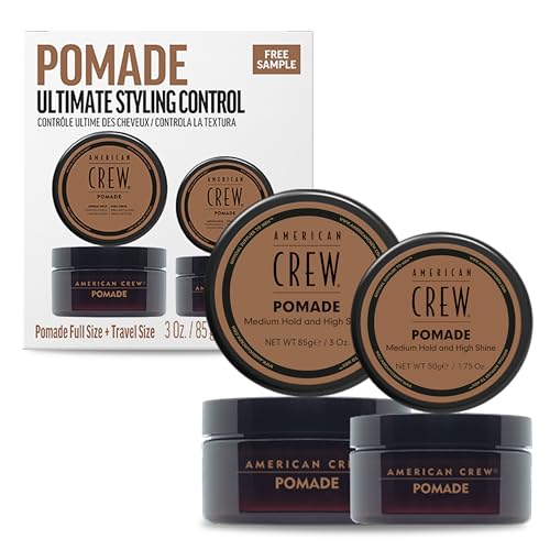 AMERICAN CREW - Pomade Duo Set mit 85g & 50g, Stylingprodukt für Männer, Haarprodukt mit mittlerem Halt, Haarpomade auf Wasserbasis, optimal für glatte Frisuren mit viel Glanz von AMERICAN CREW