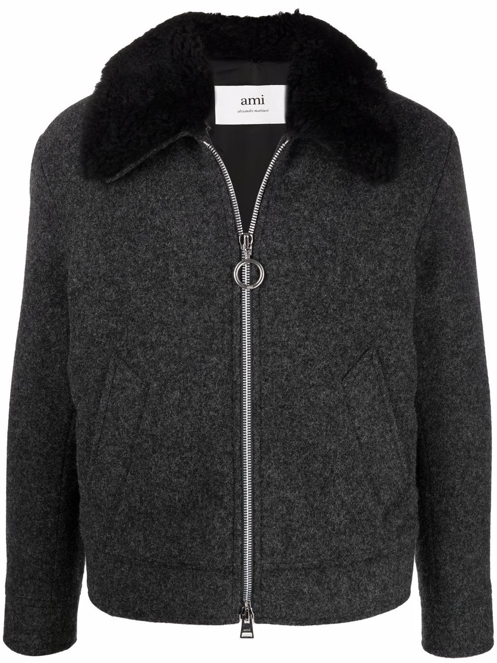 AMI Paris Jacke mit abnehmbarem Faux-Fur-Kragen - Grau von AMI Paris