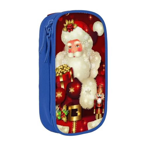 AMINNU Merry Christmas Santa Claus Federmäppchen, Multifunktionales Federmäppchen, Schüler-Federmäppchen, mit Reißverschluss, geeignet für Schulen und Büros, Unisex, blau, Einheitsgröße, AMINNU Merry Christmas Santa Claus Federmäppchen, Multifunktionales Federmäppchen, Schüler-Federmäppchen, mit Reißverschluss, geeignet für Schulen und Büros, Unisex, blau, Einheitsgröße, von AMINNU