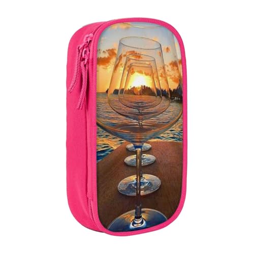 AMINNU Weinglas im Sonnenuntergang Federmäppchen, Multifunktionales Federmäppchen, Schülermäppchen, mit Reißverschluss, geeignet für Schulen und Büros, Unisex, rose, Einheitsgröße, Kosmetiktasche AMINNU Weinglas im Sonnenuntergang Federmäppchen, Multifunktionales Federmäppchen, Schülermäppchen, mit Reißverschluss, geeignet für Schulen und Büros, Unisex, rose, Einheitsgröße, Kosmetiktasche von AMINNU