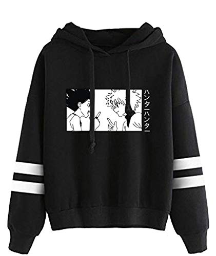 AMOMA Anime Hunter x Hunter Sport Kapuzenpullover Unisex Langarm Gon Killua Hisoka Cosplay Hoodie(M,GonKillua-Black) von AMOMA