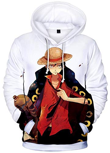 AMOMA Luffy Chopper Anime One Piece Hoodie Kapuzenpullover Sweatshirt für Herren und Damen(L,LuffyBlackCoat) von AMOMA