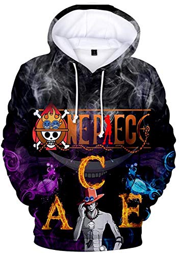 AMOMA Luffy Chopper Anime One Piece Hoodie Kapuzenpullover Sweatshirt für Herren und Damen(XXS,ACEBlack) von AMOMA