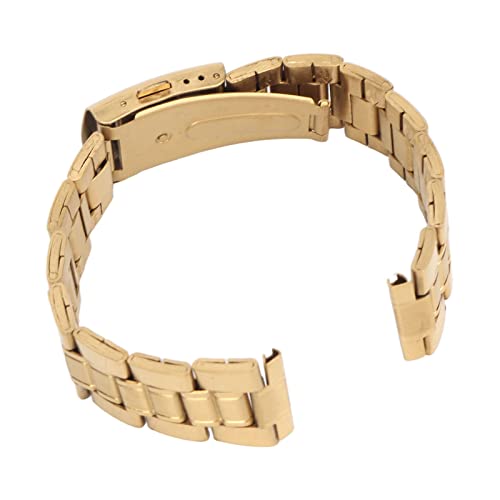 AMONIDA Metall-Armband, Doppelverschluss-Schnalle, Praktischer Schutz, Verstellbares Gold-Edelstahl-Uhrenarmband für Smart Watch für Herren (20mm) von AMONIDA