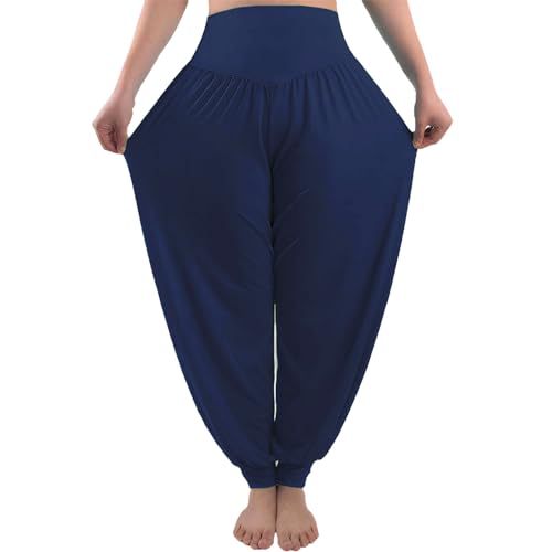 AMYTIS Haremshose Damen Sommer, Sport Workout Fitness Yogahose mit Hoher Taille für Damen, Frauen Marineblau Stretch Weiche Leicht Lang Pumphose Yoga Pilates Hosen von AMYTIS LINGERIE