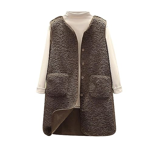 AMhomely Teddy-Fleece-Weste für Damen, leichter Körperwärmer, ohne Ärmel, Knopfleiste, Mantel, Stehkragen, Tasche, Polarfleece, V-Ausschnitt, Kunstfell-Ledermantel, 01 Kaffee, S AMhomely Teddy-Fleece-Weste für Damen, leichter Körperwärmer, ohne Ärmel, Knopfleiste, Mantel, Stehkragen, Tasche, Polarfleece, V-Ausschnitt, Kunstfell-Ledermantel, 01 Kaffee, S von AMhomely