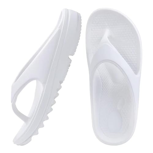 ANAIUCY Badelatschen Herren Dicke Sohle Flip Flops Für Frauen Und Männer Sommer Strand -tanga -sandalen Für Duschschuhen-weiß-37 (9 Zoll) von ANAIUCY