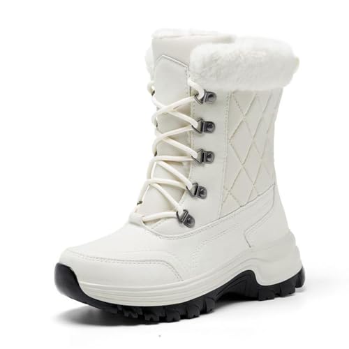 ANAIUCY Klassische Winterstiefel für Damen, rutschfeste Stiefel für Damen, leichte Damen-Winterstiefel, mittelhohe Stiefeletten (Color : White, Size : 41 EU) von ANAIUCY