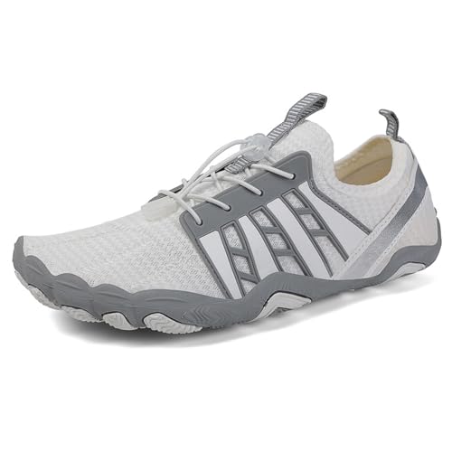 Stilvolle schnell trockene Herrenwasserschuhe, rutschfeste Männersandalen, Schwimmstrandschuhe im Freien, Surf Yoga für Frauen Männer (Color : Grey, Size : 36 EU) von ANAIUCY