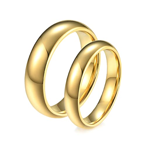 ANAZOZ Partnerringe Wolfram, Personalisierte Ringe Paare Hochzeit Damen gr.57 und Herren gr.70 Polierter Goldring 4mm 6mm von ANAZOZ